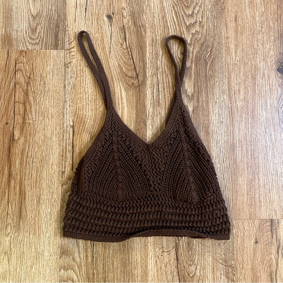 Charlotte Russe Tops - Brown Crochet Tank Top